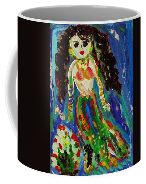 Mermaid Coffee Mug featuring the painting My Gypsy Mermaid by Mary Carol Williams