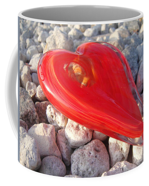 Glass Heart Coffee Mug featuring the photograph My hearts on the rocks by WaLdEmAr BoRrErO