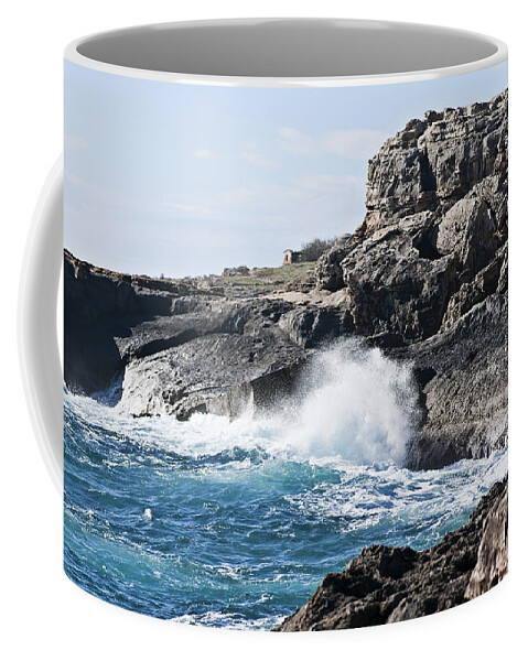 Beach Coffee Mug featuring the photograph Brave sea in Menorca north shore - My little home in paradise by Pedro Cardona Llambias