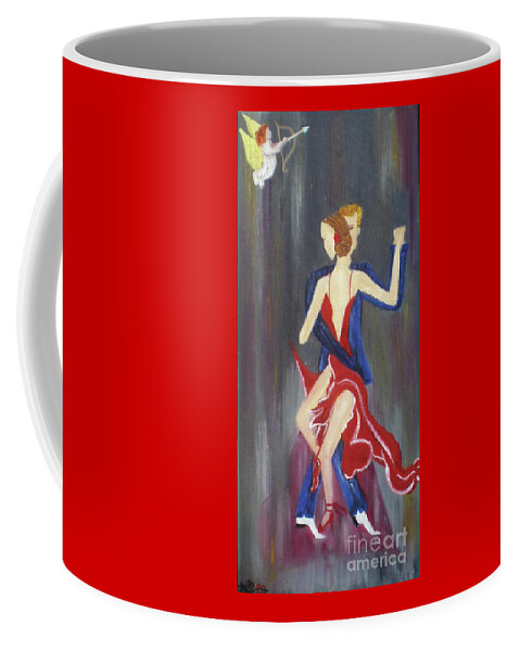 Cupid Coffee Mug featuring the painting My Secret Valentine by Artist Linda Marie