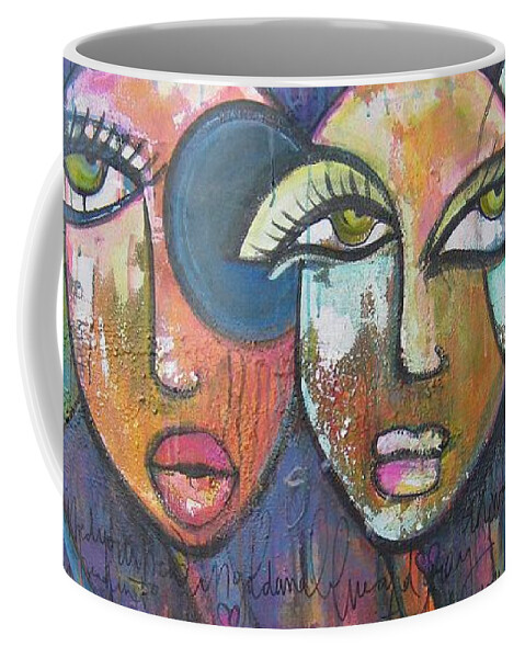 Faces Coffee Mug featuring the painting My Sentiments by Laurie Maves ART