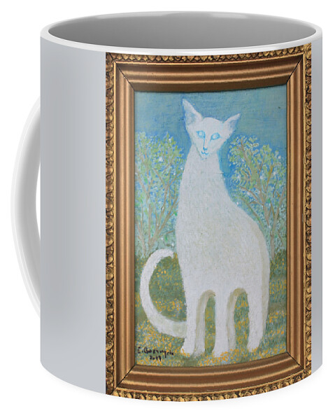 Siamese Cat Coffee Mug featuring the painting My siamese cat by Elzbieta Goszczycka