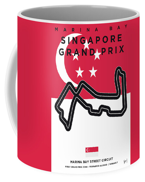 Singapore Coffee Mug featuring the digital art My Singapore Grand Prix Minimal Poster by Chungkong Art
