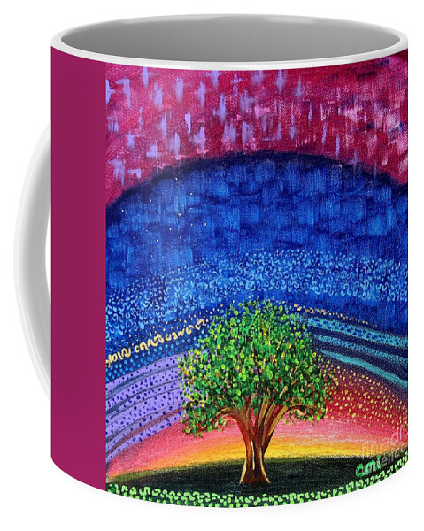Tree Coffee Mug featuring the painting Tree at Nightfall by Corinne Carroll
