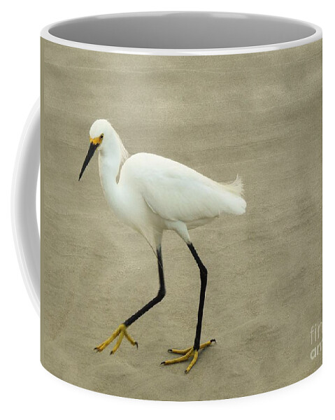 Snowy Egret Coffee Mug featuring the photograph My Yellow Shoes by Jan Gelders