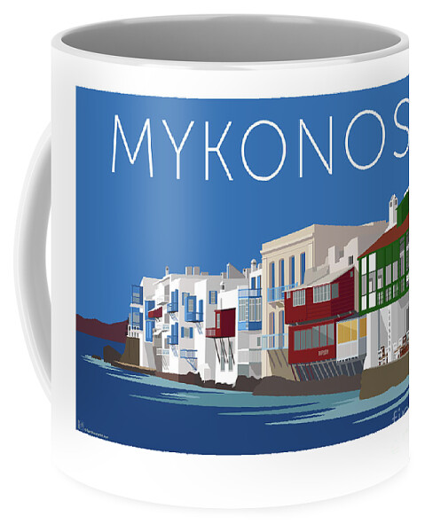 Mykonos Coffee Mug featuring the digital art MYKONOS Little Venice - Blue by Sam Brennan