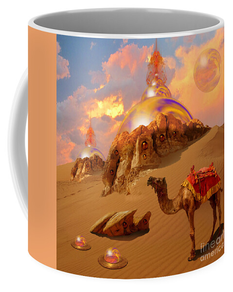 Sci-fi Coffee Mug featuring the digital art Mystic desert by Alexa Szlavics