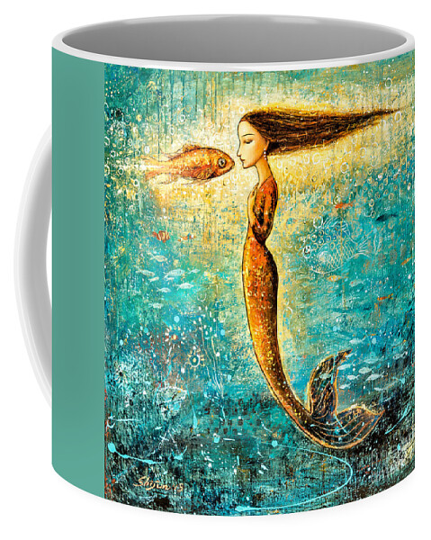 Mermaid Art Coffee Mug featuring the painting Mystic Mermaid IV by Shijun Munns