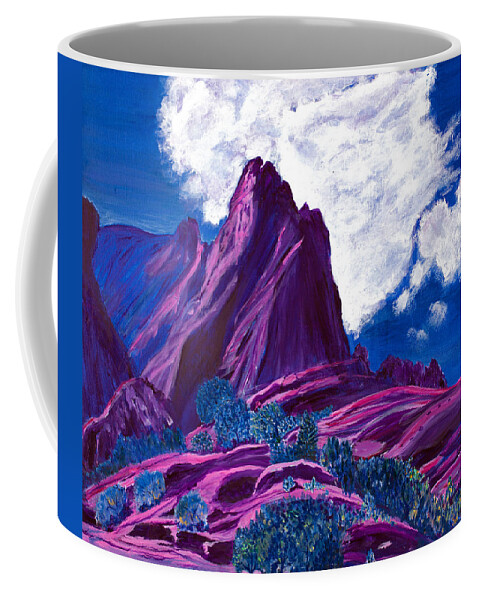 Mountain Coffee Mug featuring the painting Mystic Mountain 20x24 by Santana Star