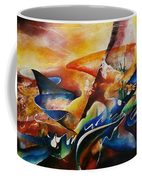 Mixed Media Painting Coffee Mug featuring the painting Nachklang by Wolfgang Schweizer
