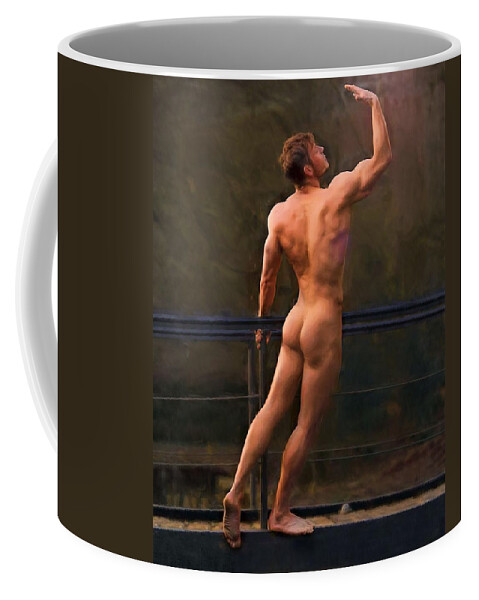 Troy Caperton Coffee Mug featuring the painting Naked on a Rail by Troy Caperton