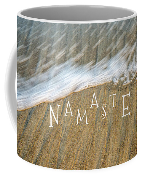 Namaste Coffee Mug featuring the mixed media Namaste On The Beach by Joseph S Giacalone