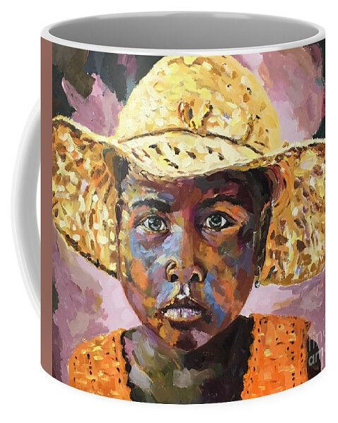 Africa Coffee Mug featuring the painting Madagascar Farm Girl by Michael Cinnamond