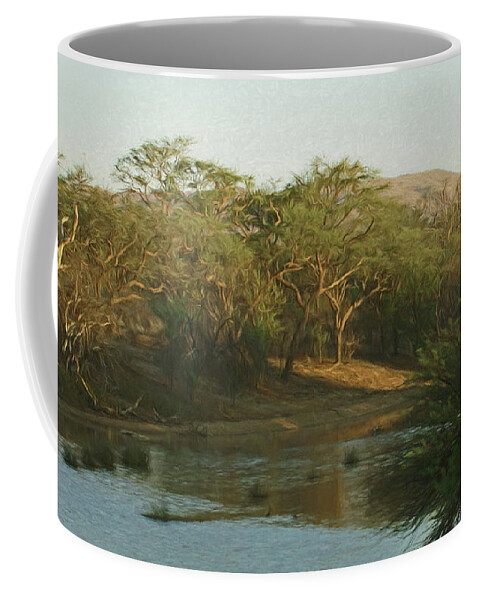 Africa Coffee Mug featuring the digital art Namibian Waterway by Ernest Echols
