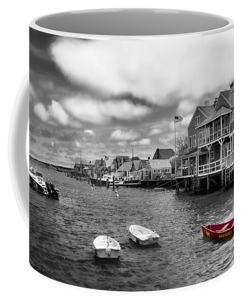 Nantucket Harbor Coffee Mug featuring the photograph Nantucket Harbor - Safe Harbor Series 51BW by Carlos Diaz