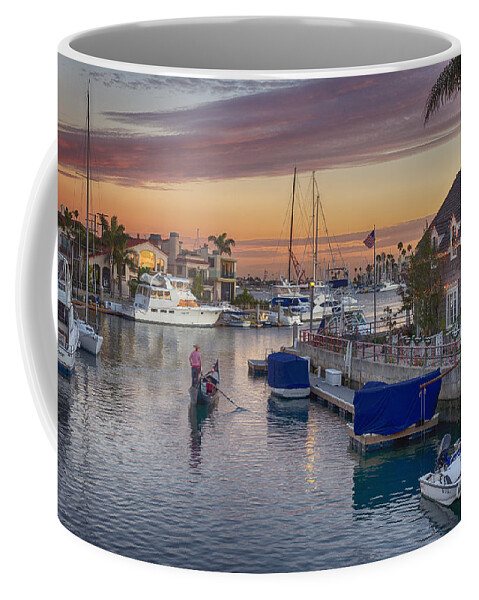 Naples Canals Coffee Mug featuring the photograph Naples Canal Gondoleer by David Zanzinger
