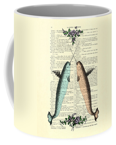 Narwhal Coffee Mug featuring the digital art Narwhals in love by Madame Memento