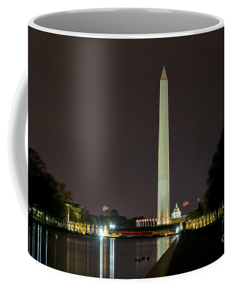 Us Flag Coffee Mug featuring the photograph National Mall at Night by Angela DeFrias