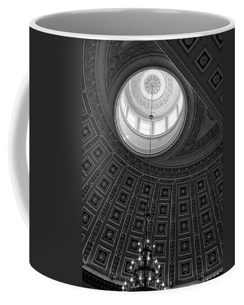 National Statuary Hall Ceiling Coffee Mug featuring the photograph National Statuary Hall Ceiling in Black and White by Greg and Chrystal Mimbs