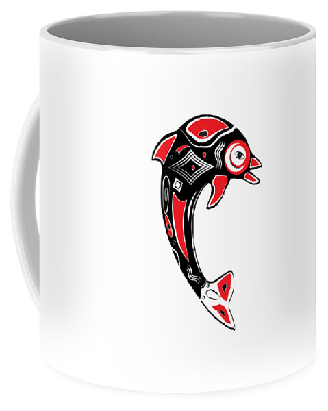 America Coffee Mug featuring the digital art Native American Animal Dolphin Symbol by Serena King