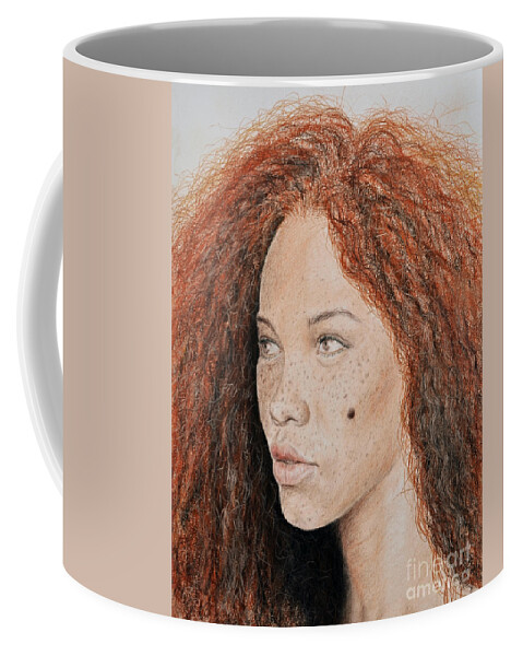 Natural Beauty Coffee Mug featuring the mixed media Natural Beauty with Red Hair by Jim Fitzpatrick
