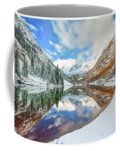 Maroon Bells Coffee Mug featuring the photograph Natures Divine Canvas - Maroon Bells Aspen Colorado by Gregory Ballos