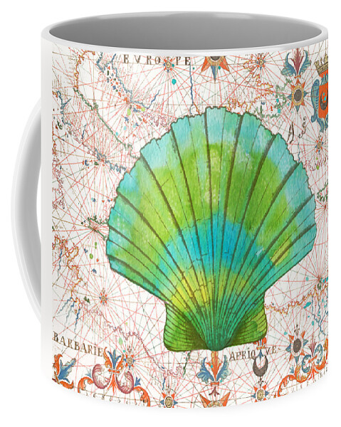 Nautical Coffee Mug featuring the painting Nautical Treasures-B by Jean Plout