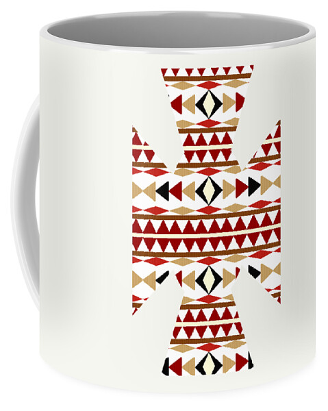 Navajo White Coffee Mug featuring the mixed media Navajo White Pattern Art by Christina Rollo