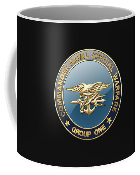 'military Insignia & Heraldry - Nswc' Collection By Serge Averbukh Coffee Mug featuring the digital art Naval Special Warfare Group ONE - N S W G-1 - Emblem on Black by Serge Averbukh