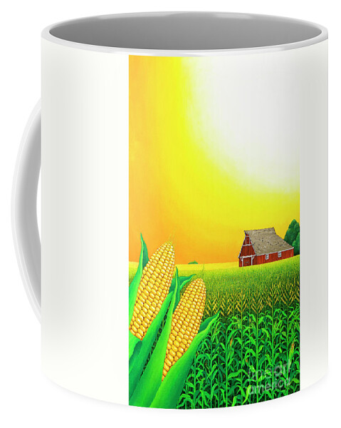 Nebraska Cornfield Coffee Mug featuring the painting Nebraska Cornfield by Larry Smart