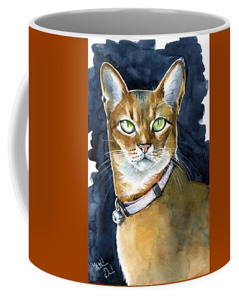 Abyssinian Cat Portrait Coffee Mug featuring the painting Nefertiti - Abyssinian Cat Portrait by Dora Hathazi Mendes