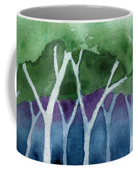 Watercolor Coffee Mug featuring the painting Negative Thinking Makes a Woodland Scene by Conni Schaftenaar