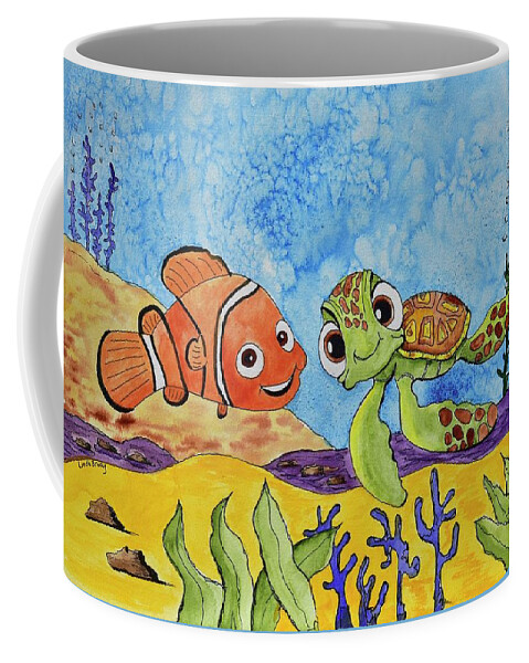 Linda Brody Coffee Mug featuring the painting Nemo and Squirt by Linda Brody