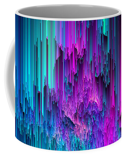 Glitch Coffee Mug featuring the digital art Neon Drifting - Pixel Art by Jennifer Walsh