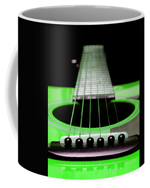 Andee Design Guitar Coffee Mug featuring the photograph Neon Green Guitar 18 by Andee Design