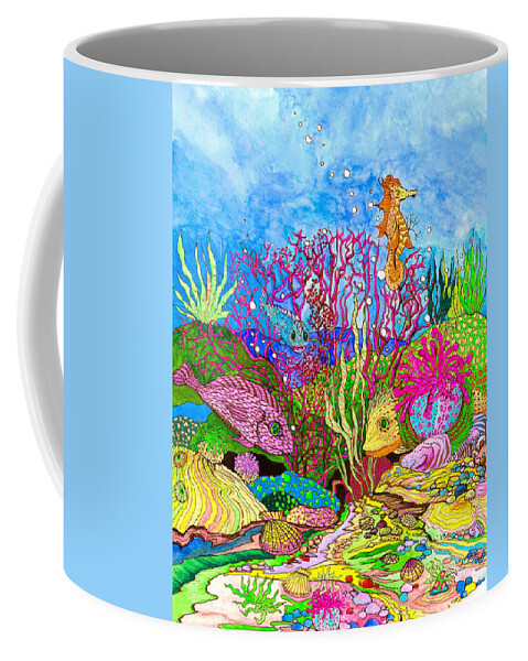 Adria Trail Coffee Mug featuring the painting Neon Sea by Adria Trail