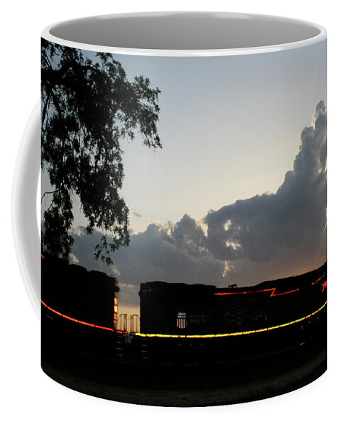 Train Coffee Mug featuring the photograph Neon Train by Suzanne Lorenz
