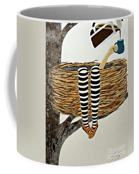 Bird Nest Coffee Mug featuring the painting Nest Service by Jean Fry