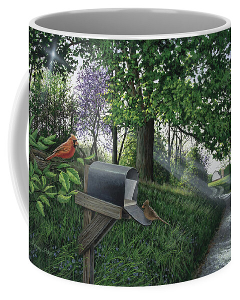 Cardinal Coffee Mug featuring the painting New Beginnings by Anthony J Padgett