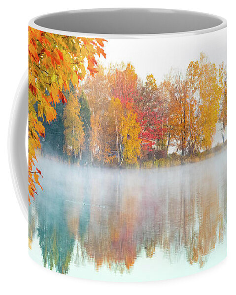 Haley Pond Coffee Mug featuring the photograph New England fall colors of Maine by Jeff Folger