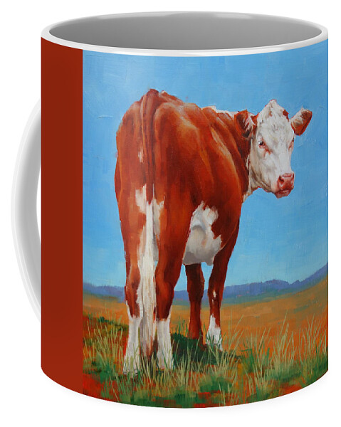 Cow Coffee Mug featuring the painting New Horizons Undecided by Margaret Stockdale