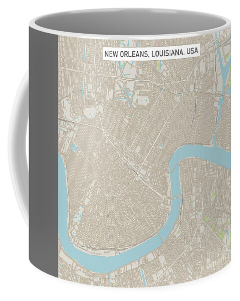 New Orleans Coffee Mug featuring the digital art New Orleans Louisiana US City Street Map by Frank Ramspott
