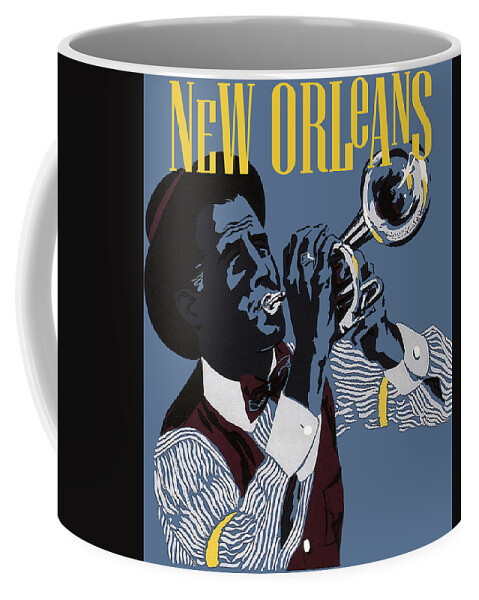 New Orleans Coffee Mug featuring the painting New Orleans, Trumpeter by Long Shot