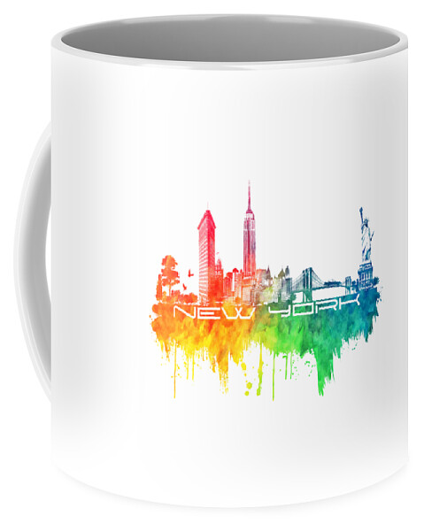New York Coffee Mug featuring the digital art New York city skyline color by Justyna Jaszke JBJart