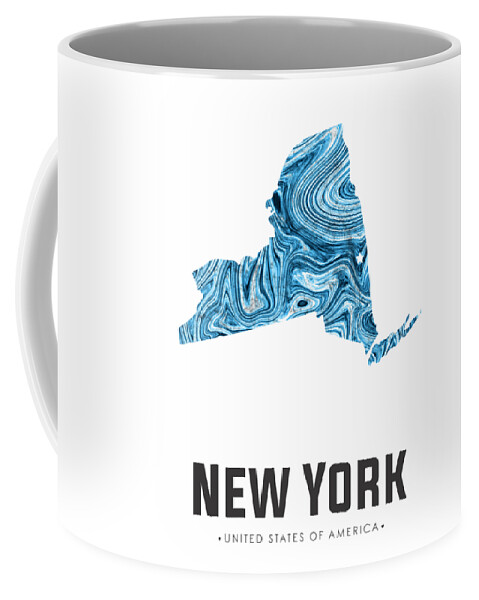 New York Coffee Mug featuring the mixed media New York Map Art Abstract in Blue by Studio Grafiikka