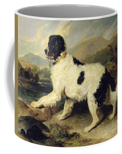 Newfoundland Coffee Mug featuring the painting Newfoundland Dog Called Lion by Edwin Landseer