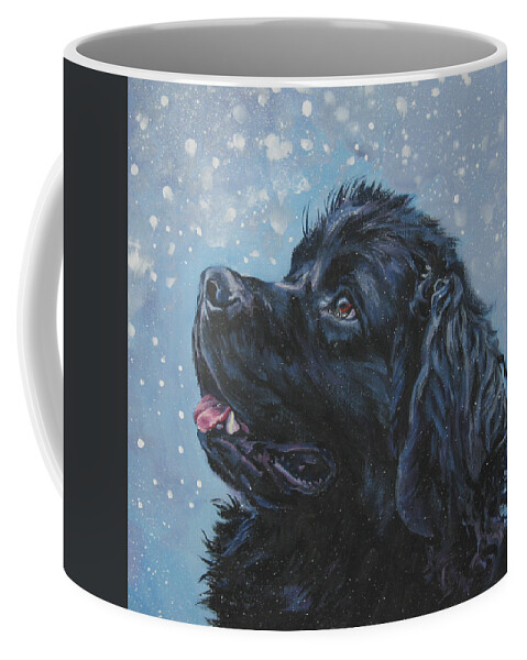 Newfoundland Coffee Mug featuring the painting Newfoundland in Snow by Lee Ann Shepard