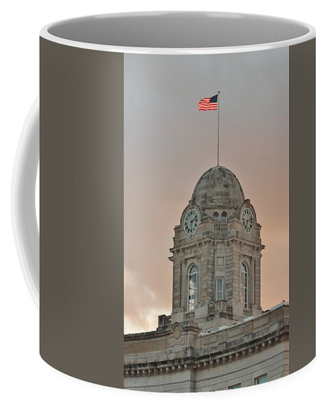 Courthouse Coffee Mug featuring the photograph Newton Iowa Clocktower by Kathryn Cornett