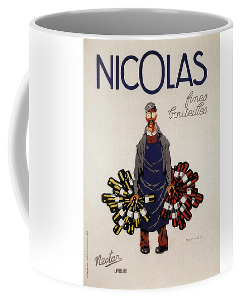 Vintage Coffee Mug featuring the mixed media Nicolas Fines Bouteilles - Beverages - Vintage Advertising Poster by Studio Grafiikka