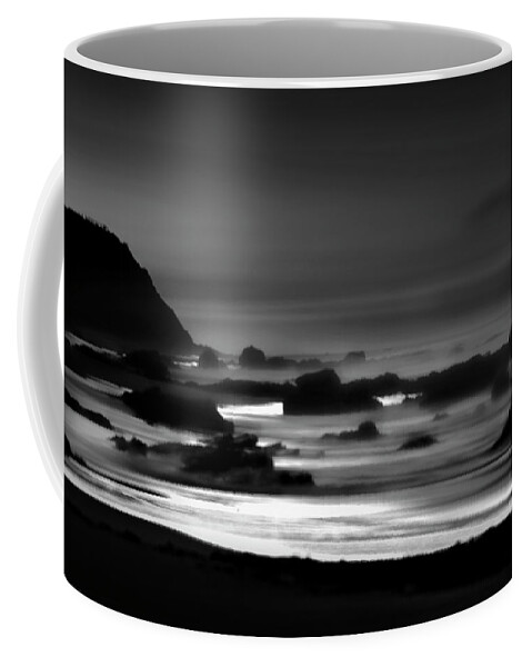 Art Coffee Mug featuring the photograph Night Burns Bright bw by Denise Dube